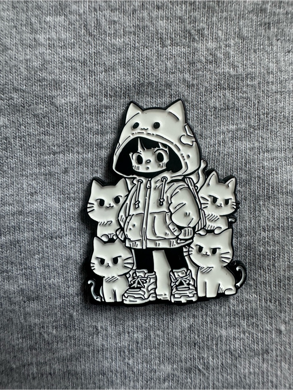 Cat Hoodie Squad Enamel Pin
